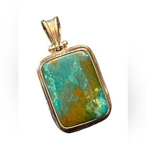 Sterling silver 925 Fancy turquoise Large necklace pendant